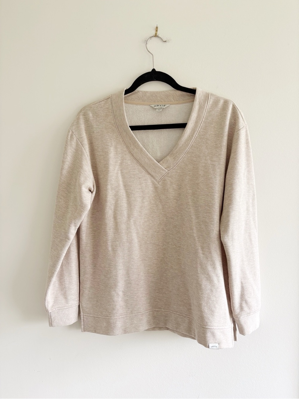Orvis Women's V-Neck Sweater - Oatmeal Beige Sz XS